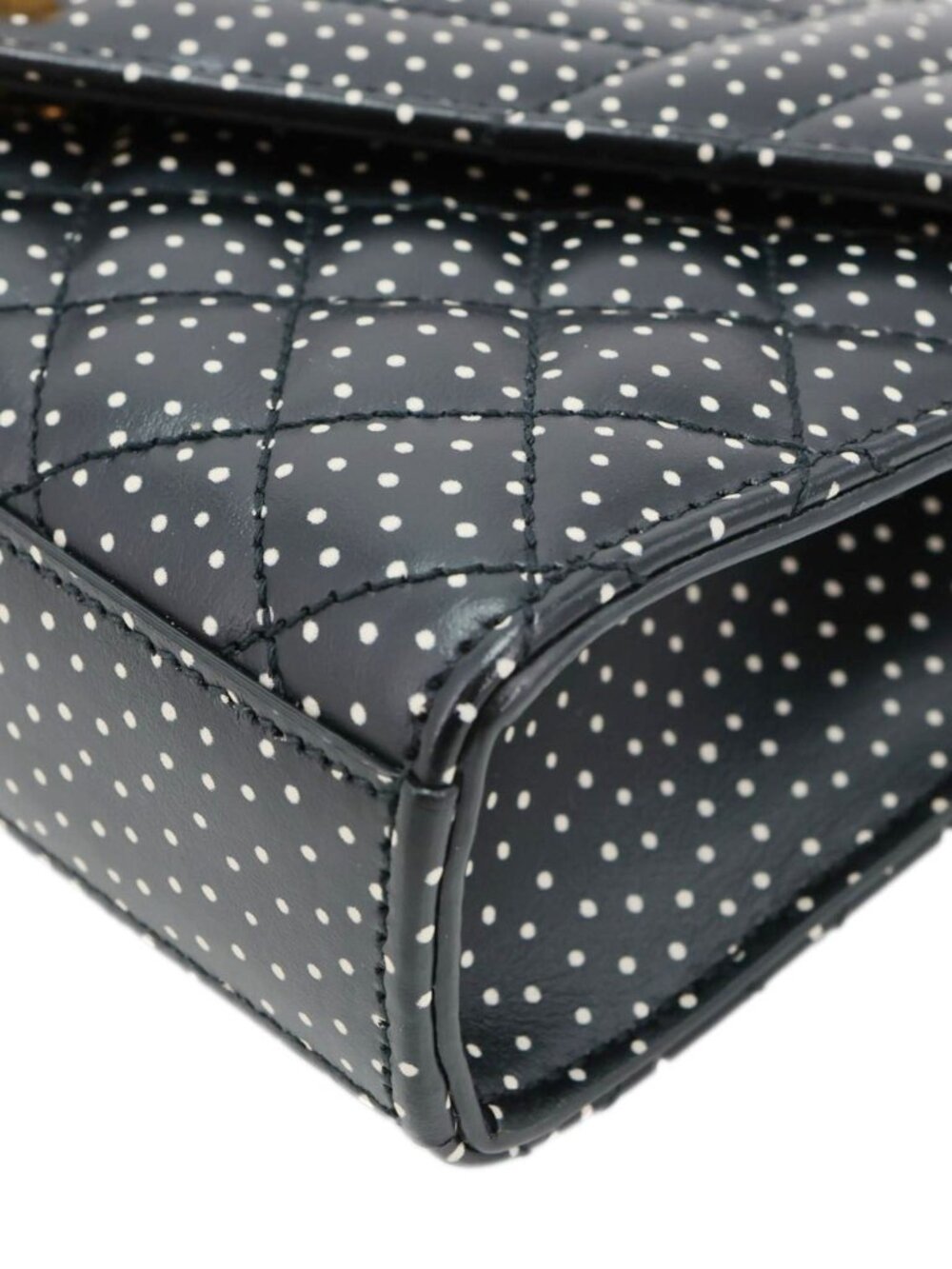 Yves Saint Laurent  Envelope Polka Dot Chevron Leather Crossbody Bag Black - Picture 5 of 11